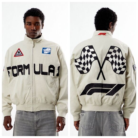 NWT $150 F1 Formula 1 x PacSun Ground Effect Racing Jacket 2024 Cream Men Size M - Picture 1 of 16
